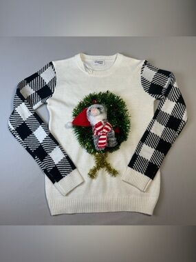 Lavender Moon Small Sweater Funny Ugly Christmas Cream Knit Pullover